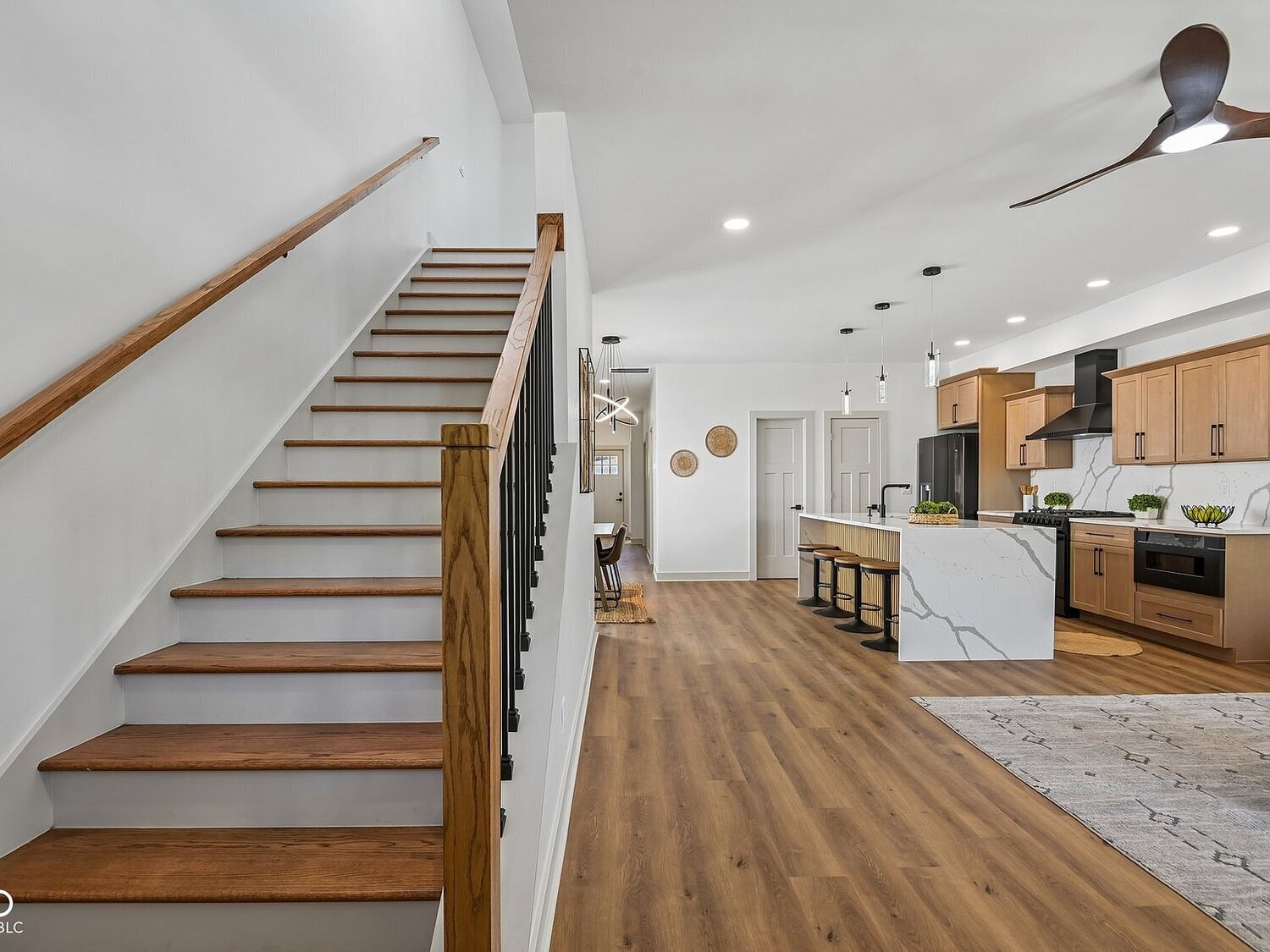 Staircase and open plan