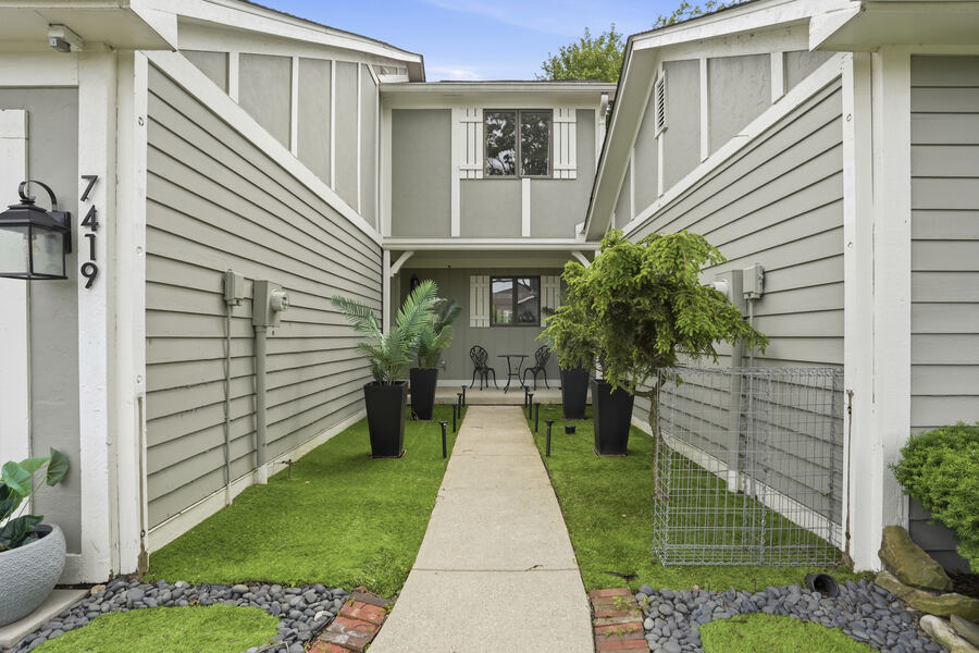 Gated courtyard entry