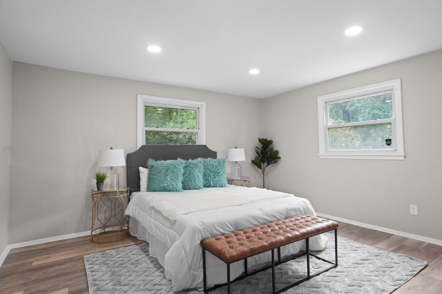 Staged primary bedroom